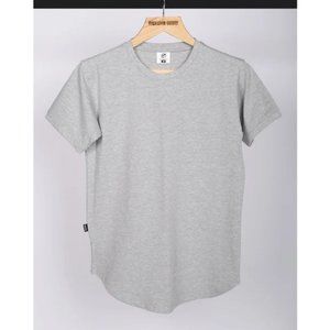 Haider Grey Plain Unisex Cotton Tshirt, Trendy Crewneck, Short Sleeve,Curved Hem